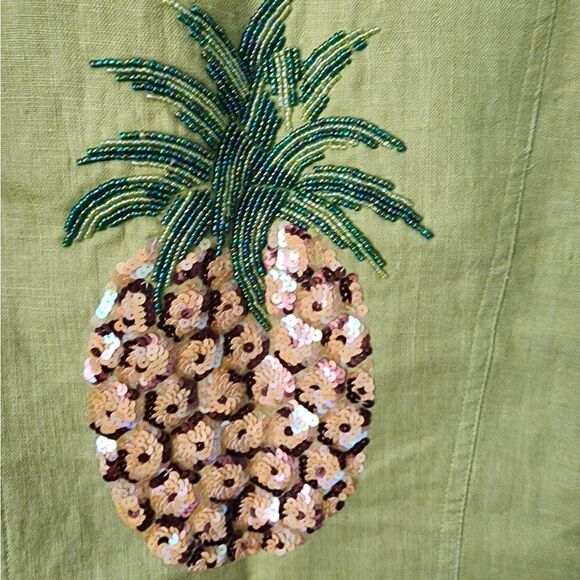 Kelly and Diane 100% linen embellish pineapple Safari Coastal jacket - Picture 14 of 16